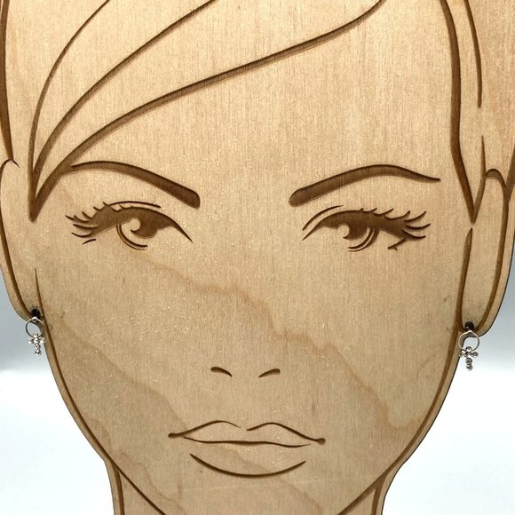 Vintage Dainty Crystal Cross Earrings, Tiny Studs with Dangle Sparkle - Picture 1 of 5